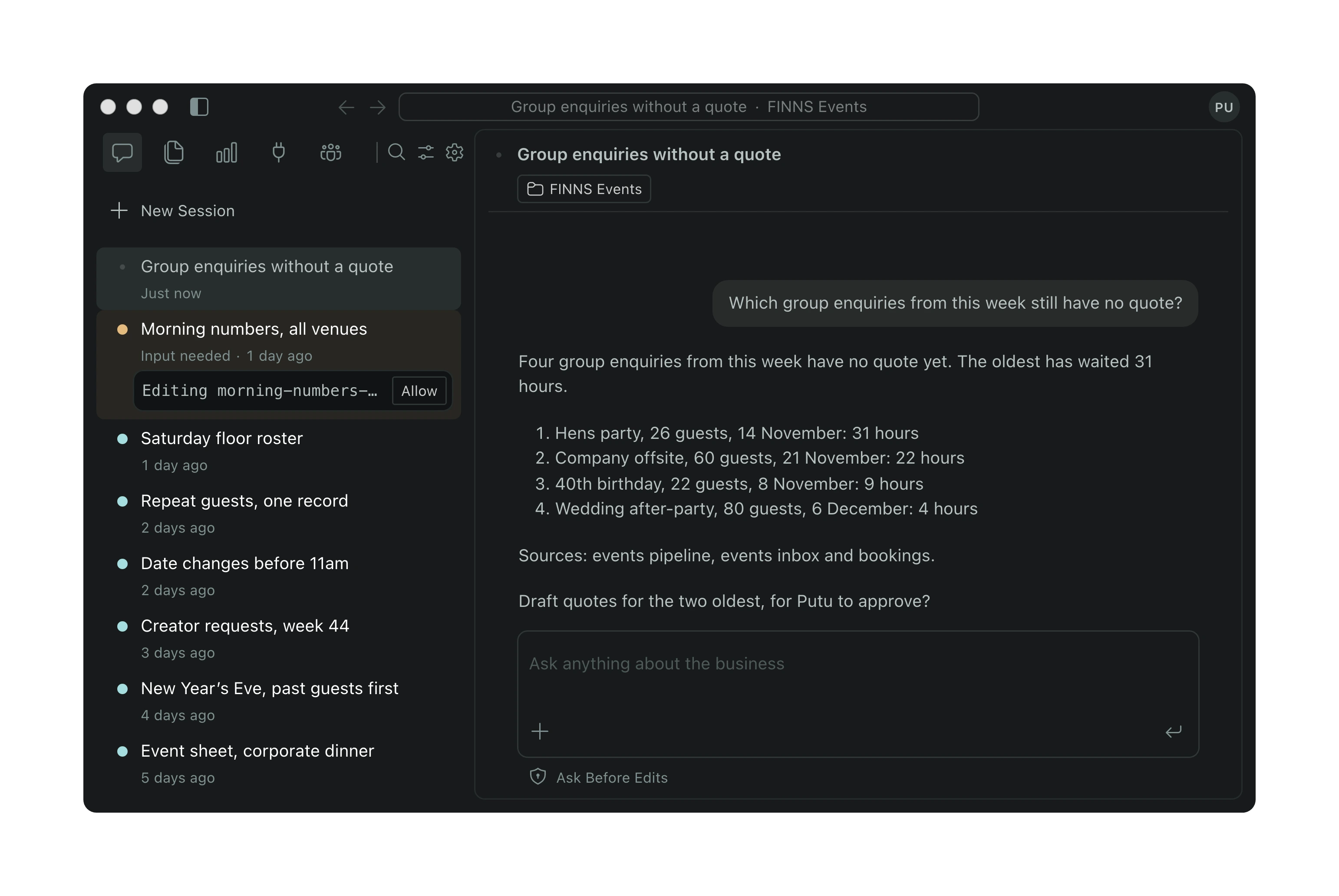 kit finns chat window